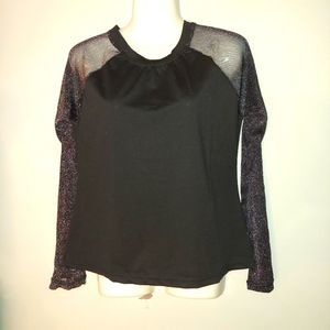 Long-Sleeve Glitter Paneled T-Shirt